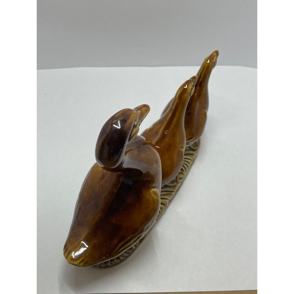 Brown Drip Glaze Goose And Goslings Figurine - Picture 7 of 7